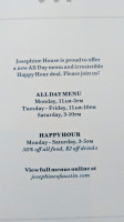 Josephine House menu
