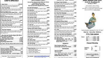 Siam Noodle And Rice menu