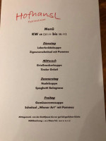 Hofhansl menu