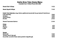 Kailis Brothers Fish Cafe menu