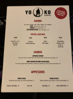 Yoko Ramen menu