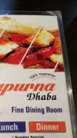 Annapurna Dhaba menu