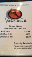 Volcano Sushi Asian Bistro menu