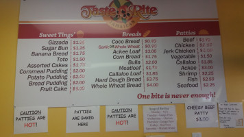 Taste Rite Jamaican Bakery menu