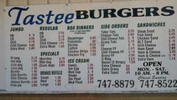 TASTEE BURGERS menu