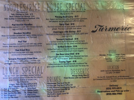 Turmeric Thai Kitchen menu
