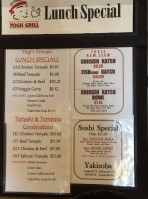 Yogi's Teriyaki menu