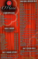 Ohana Japanese Steakhouse menu