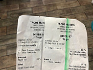 Tacos Huicho menu