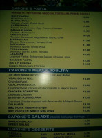 Capone's Pizza Pasta Research menu