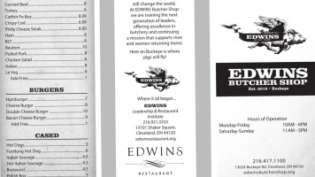 Edwins Butcher Shop And Training Center menu