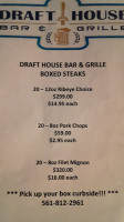 Draft House Grille menu