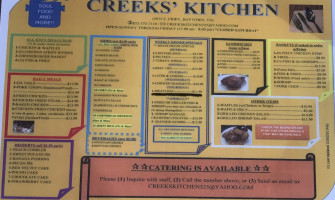 Creeks Kitchen menu