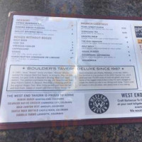 The West End Tavern menu