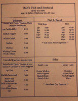 Bob's Fish and Seafood menu