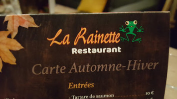 La Rainette menu