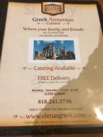 Elena's Greek Armenian menu