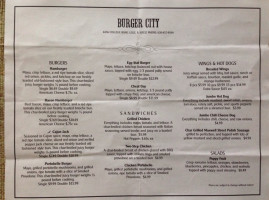 Burger City menu