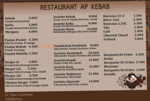 Ap Kebab menu
