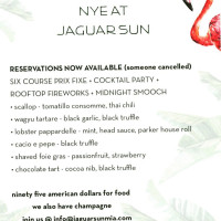 Jaguar Sun menu