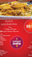 Mainland India Restaurant/bar menu