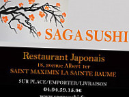 Saga Sushi menu