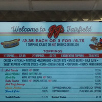 Jj's Hot Dogs menu