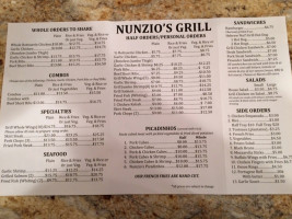 Nunzio's Grill menu