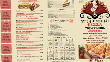 Pellegrini Pizza menu