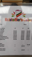 Kristoffer's Cakes menu