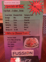 Fussion Sushi menu