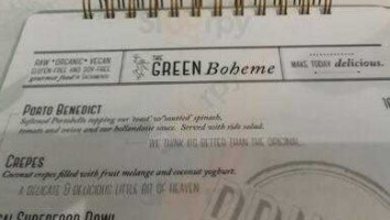 The Green Boheme menu