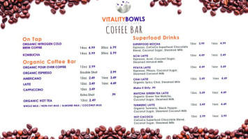 Vitality Bowls menu