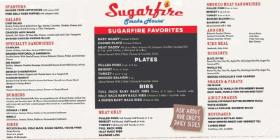Sugarfire Smoke House menu