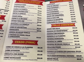 El Paisa Colombian menu