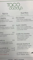 Taco Daddy's menu