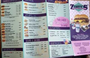 Zesty's Frozen Custard Grill menu