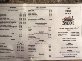 The Philly Shack menu