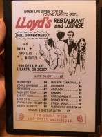 Lloyd's Lounge menu