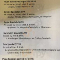 Napoli's Pizza And Pasta menu