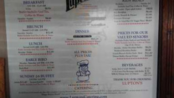 Lupton's Buffet Restaurants Catering menu