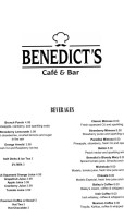 Benedict’s Café menu