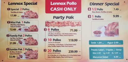 Lennox Pollo menu