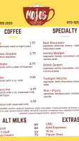 Mojo's Coffee Chai Teas menu