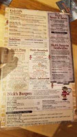 Nicks English Hut menu