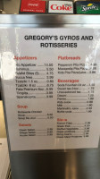 Gregory's Gyro Rotisserie menu