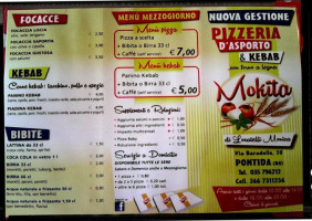 Mokita Pizzeria E Kebab menu