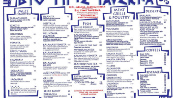 The Big Time Taverna menu