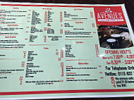 The Avenues Cafe menu