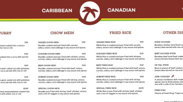 Caribbean Canadian Fast Food menu